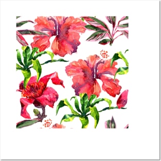 Watercolor tropical leaves and plant Posters and Art